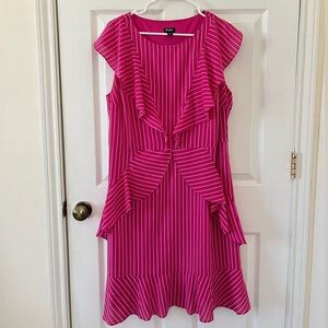 Du Jour Fuchsia Striped Asymmetrical Dress